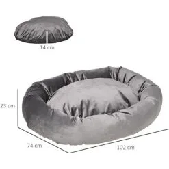 PawHut Lit Pour Chien Chat Panier Pour Chien Orthopédique Rembourrage Coton PP Housse Lavable Amovible Gris -PawHut Soldes Boutique 42169157 3