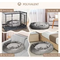 PawHut Lit Pour Chien Chat Panier Pour Chien Orthopédique Rembourrage Coton PP Housse Lavable Amovible Gris -PawHut Soldes Boutique 42169157 4