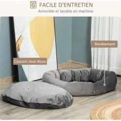 PawHut Lit Pour Chien Chat Panier Pour Chien Orthopédique Rembourrage Coton PP Housse Lavable Amovible Gris -PawHut Soldes Boutique 42169157 5