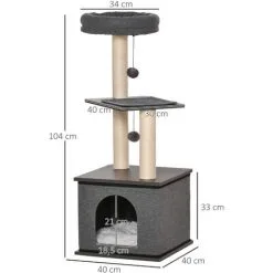 PawHut Arbre à Chat Centre D'activité Griffoirs Grattoirs H104 Cm Gris - Gris 7 PawHut Arbre à Chat Centre D'activité Griffoirs Grattoirs H104 Cm Gris - Gris -PawHut Soldes Boutique 42169161 3