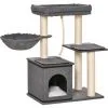 PawHut Arbre à Chat Avec Griffoir En Sisal Niche Lit Pour Chat Hamac Corde D'escalade Plateformes Panneaux Particules Coussins Gris - Gris -PawHut Soldes Boutique 42169163 1