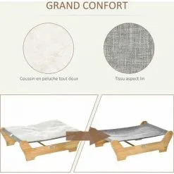 PawHut Lit Pour Chien Chat Hamac Chien Chat Avec Coussin Peluche Douce Châssis Bois De Pin 9 PawHut Lit Pour Chien Chat Hamac Chien Chat Avec Coussin Peluche Douce Châssis Bois De Pin -PawHut Soldes Boutique 42169166 5