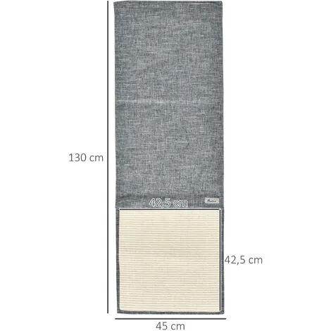 PawHut Lot De 2 Tapis Griffoir Chat Grattoir Chat En Sisal Grattoir De Canapé, Sol Ou Mur Dim. 130L X 45l Cm Gris - Gris 3 PawHut Lot De 2 Tapis Griffoir Chat Grattoir Chat En Sisal Grattoir De Canapé, Sol Ou Mur Dim. 130L X 45l Cm Gris - Gris – Image 3