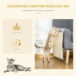 PawHut Lot De 2 Tapis Griffoir Chat Grattoir Chat En Sisal Grattoir De Canapé, Sol Ou Mur Dim. 130L X 45l Cm Gris - Gris 8 PawHut Lot De 2 Tapis Griffoir Chat Grattoir Chat En Sisal Grattoir De Canapé, Sol Ou Mur Dim. 130L X 45l Cm Gris - Gris -PawHut Soldes Boutique 42169167 4