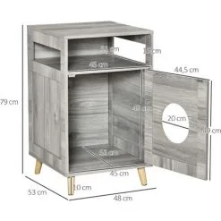 PawHut Maison De Toilette Pour Chat Espace De Rangement Porte Magnétique Pieds Bois De Pin Dim. 48L X 53l X 79H Cm Aspect Bois Gris 7 PawHut Maison De Toilette Pour Chat Espace De Rangement Porte Magnétique Pieds Bois De Pin Dim. 48L X 53l X 79H Cm Aspect Bois Gris -PawHut Soldes Boutique 42169168 3