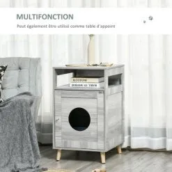 PawHut Maison De Toilette Pour Chat Espace De Rangement Porte Magnétique Pieds Bois De Pin Dim. 48L X 53l X 79H Cm Aspect Bois Gris 8 PawHut Maison De Toilette Pour Chat Espace De Rangement Porte Magnétique Pieds Bois De Pin Dim. 48L X 53l X 79H Cm Aspect Bois Gris -PawHut Soldes Boutique 42169168 4