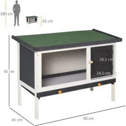 PawHut Clapier Sur Pied Cage à Lapin Avec Niche Intérieure Toit Ouvrant Porte Verrouillable Dim. 90L X 45l X 65H Cm Noir Blanc Vert 7 PawHut Clapier Sur Pied Cage à Lapin Avec Niche Intérieure Toit Ouvrant Porte Verrouillable Dim. 90L X 45l X 65H Cm Noir Blanc Vert -PawHut Soldes Boutique 42224793 3