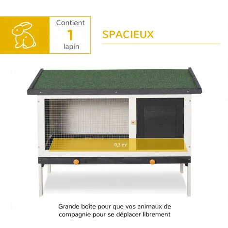 PawHut Clapier Sur Pied Cage à Lapin Avec Niche Intérieure Toit Ouvrant Porte Verrouillable Dim. 90L X 45l X 65H Cm Noir Blanc Vert 4 PawHut Clapier Sur Pied Cage à Lapin Avec Niche Intérieure Toit Ouvrant Porte Verrouillable Dim. 90L X 45l X 65H Cm Noir Blanc Vert – Image 4