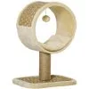PawHut Arbre à Chat Rond Style Cosy Chic Griffoir Grattoirs Sisal Jeu Suspendu Souris Niche Avec Coussin Cordes D'algues Tressées Peluche Courte Beige -PawHut Soldes Boutique 42502413 1