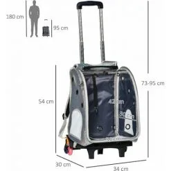 PawHut Sac à Dos Trolley Chariot Sur Roulettes 2 En 1 Pour Chien Chat Poignée Telescopique 6 Roues En étoile Coussin Et Attache Inclus Oxford Motif écailles Gris Brillant - Gris -PawHut Soldes Boutique 44066330 3