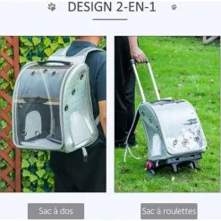 PawHut Sac à Dos Trolley Chariot Sur Roulettes 2 En 1 Pour Chien Chat Poignée Telescopique 6 Roues En étoile Coussin Et Attache Inclus Oxford Motif écailles Gris Brillant - Gris -PawHut Soldes Boutique 44066330 4