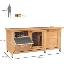 PawHut Clapier Sur Pieds - Cage à Lapin - 2 Plateaux Coulissants à Excrément, 2 Portes Verrouillables, Toit Bitumé Ouvrant, Râtelier à Foin - Bois Sapin Pré-huilé - Orange -PawHut Soldes Boutique 45628588 3