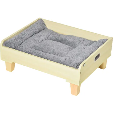 PawHut Canapé Panier Design Chien Chat Dim. 65L X 53l X 25H Cm Piètement Bois De Pin Coussin Gris Peluche Douce Inclus MDF Aspect Bois Clair - Beige 1 PawHut Canapé Panier Design Chien Chat Dim. 65L X 53l X 25H Cm Piètement Bois De Pin Coussin Gris Peluche Douce Inclus MDF Aspect Bois Clair - Beige