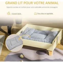 PawHut Canapé Panier Design Chien Chat Dim. 65L X 53l X 25H Cm Piètement Bois De Pin Coussin Gris Peluche Douce Inclus MDF Aspect Bois Clair - Beige 8 PawHut Canapé Panier Design Chien Chat Dim. 65L X 53l X 25H Cm Piètement Bois De Pin Coussin Gris Peluche Douce Inclus MDF Aspect Bois Clair - Beige -PawHut Soldes Boutique 45847823 4