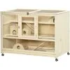 PawHut Cage XXL Pour Hamsters Souris Petits Rongeurs 3 Niveaux Multi-équipement Bascule Rampes Cottages Tiroir Excrément Roulettes Bois De Sapin Plexiglas Métal - Beige -PawHut Soldes Boutique 45847880 1
