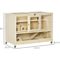 PawHut Cage XXL Pour Hamsters Souris Petits Rongeurs 3 Niveaux Multi-équipement Bascule Rampes Cottages Tiroir Excrément Roulettes Bois De Sapin Plexiglas Métal - Beige 7 PawHut Cage XXL Pour Hamsters Souris Petits Rongeurs 3 Niveaux Multi-équipement Bascule Rampes Cottages Tiroir Excrément Roulettes Bois De Sapin Plexiglas Métal - Beige -PawHut Soldes Boutique 45847880 3