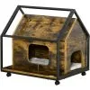 PawHut Maison Pour Chat Design Industriel - Niche Chat Sur Roulettes - Grand Coussin Inclus - Double Porte Et Sortie - Châssis Acier Noir Aspect Bois Vieilli - Marron 10 PawHut Maison Pour Chat Design Industriel - Niche Chat Sur Roulettes - Grand Coussin Inclus - Double Porte Et Sortie - Châssis Acier Noir Aspect Bois Vieilli - Marron -PawHut Soldes Boutique 46360316 1