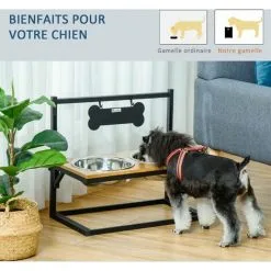 PawHut Gamelle Double Chien Porte-gamelles Surélevé Hauteur Réglable Dim. 58L X 32l X 50H Cm 2 Gamelles Acier Inox. Incluses Plateau Aspect Bois Clair - Beige 9 PawHut Gamelle Double Chien Porte-gamelles Surélevé Hauteur Réglable Dim. 58L X 32l X 50H Cm 2 Gamelles Acier Inox. Incluses Plateau Aspect Bois Clair - Beige -PawHut Soldes Boutique 46382427 5