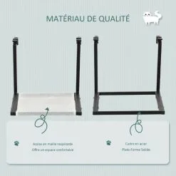 PawHut Arbre à Chat Mural Design - étagère Murale Pour Chat - Hamac Radiateur Chat - Armature Avec Fixation Réglable - Acier Noir PVC Polyester Crème - Crème -PawHut Soldes Boutique 46699012 4
