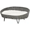 PawHut Canapé Chien Chat Style Cosy Chic Avec Coussin Aspect Fourrure Blanc - Pieds Acier En épingles - Dim. 76L X 59l X 32H Cm - Résine Tressée Grise - Gris -PawHut Soldes Boutique 47140948 1