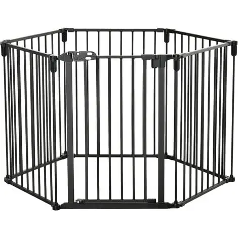PawHut Barrière De Sécurité - Parc Enclos Chien Modulable Pliable - Porte Verrouillable - 6 Panneaux Acier Et PP - Dim. 362,5L Max. X 76H Cm Noir 1 PawHut Barrière De Sécurité - Parc Enclos Chien Modulable Pliable - Porte Verrouillable - 6 Panneaux Acier Et PP - Dim. 362,5L Max. X 76H Cm Noir