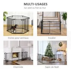 PawHut Barrière De Sécurité - Parc Enclos Chien Modulable Pliable - Porte Verrouillable - 6 Panneaux Acier Et PP - Dim. 362,5L Max. X 76H Cm Noir 8 PawHut Barrière De Sécurité - Parc Enclos Chien Modulable Pliable - Porte Verrouillable - 6 Panneaux Acier Et PP - Dim. 362,5L Max. X 76H Cm Noir -PawHut Soldes Boutique 47140959 4