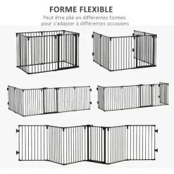 PawHut Barrière De Sécurité - Parc Enclos Chien Modulable Pliable - Porte Verrouillable - 6 Panneaux Acier Et PP - Dim. 362,5L Max. X 76H Cm Noir 9 PawHut Barrière De Sécurité - Parc Enclos Chien Modulable Pliable - Porte Verrouillable - 6 Panneaux Acier Et PP - Dim. 362,5L Max. X 76H Cm Noir -PawHut Soldes Boutique 47140959 5