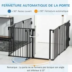 PawHut Barrière De Sécurité - Parc Enclos Chien Modulable Pliable - Porte Verrouillable - 8 Panneaux Acier Et PP - Dim. 482,5L Max. X 76H Cm Noir - Noir -PawHut Soldes Boutique 47140976 5