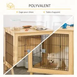 PawHut Cage Pour Chien Sur Pied Style Scandinave - Dim. 73L X 55l X 78H Cm - Porte Verrouillable - Acier Noir Panneaux Particules Aspect Bois Clair 8 PawHut Cage Pour Chien Sur Pied Style Scandinave - Dim. 73L X 55l X 78H Cm - Porte Verrouillable - Acier Noir Panneaux Particules Aspect Bois Clair -PawHut Soldes Boutique 47489051 4
