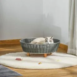 PawHut Canapé Chien Lit Pour Chien Panier Chat Design Scandinave Avec Coussin Aspect Fourrure Dim. Ø 60 X 23,5H Cm Pieds Bois Pin Résine Tressée Gris - Gris 6 PawHut Canapé Chien Lit Pour Chien Panier Chat Design Scandinave Avec Coussin Aspect Fourrure Dim. Ø 60 X 23,5H Cm Pieds Bois Pin Résine Tressée Gris - Gris -PawHut Soldes Boutique 47489059 2