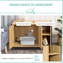 PawHut Maison De Toilette Pour Chat 2 Portes Avec Entrée Latérale 2 Niches Plateau Châssis Acier Panneaux Particules Aspect Bois Clair - Beige 8 PawHut Maison De Toilette Pour Chat 2 Portes Avec Entrée Latérale 2 Niches Plateau Châssis Acier Panneaux Particules Aspect Bois Clair - Beige -PawHut Soldes Boutique 47489082 4