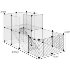PawHut Cage Parc Enclos Modulable Petits Animaux De Compagnie - Dim. Standards 140L X 70l X 70H Cm - 27 Panneaux Bords Arrondis - Résine PP Fils D'acier Noir - Noir -PawHut Soldes Boutique 47489094 3