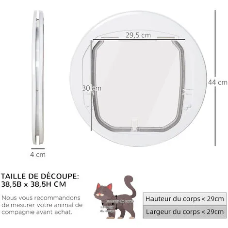 PawHut Chatière Chat Chien Pour Porte, Fenêtre Et Porte Vitrée - 4 Modes De Verrouillage - Joint Brosse Isolant Et Porte Magnétique - Polycarbonate Blanc 3 PawHut Chatière Chat Chien Pour Porte, Fenêtre Et Porte Vitrée - 4 Modes De Verrouillage - Joint Brosse Isolant Et Porte Magnétique - Polycarbonate Blanc – Image 3