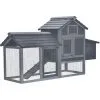 PawHut Petit Poulailler Cottage Cage à Poules Sur Pied Dim. 151L X 54l X 87H Cm Multi-équipement Bois Massif De Pin Gris - Gris -PawHut Soldes Boutique 48140046 1