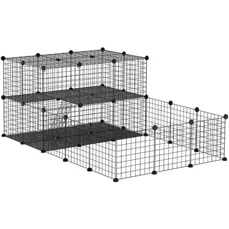PawHut Cage Parc Enclos Rongeurs Modulable Dim. L 175 X L 105 X H 70 Cm 2 Niveaux 2 Portes Rampe Résine PP Fil Métallique Noir - Noir 1 PawHut Cage Parc Enclos Rongeurs Modulable Dim. L 175 X L 105 X H 70 Cm 2 Niveaux 2 Portes Rampe Résine PP Fil Métallique Noir - Noir