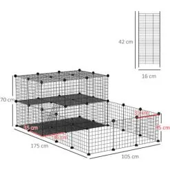 PawHut Cage Parc Enclos Rongeurs Modulable Dim. L 175 X L 105 X H 70 Cm 2 Niveaux 2 Portes Rampe Résine PP Fil Métallique Noir - Noir 7 PawHut Cage Parc Enclos Rongeurs Modulable Dim. L 175 X L 105 X H 70 Cm 2 Niveaux 2 Portes Rampe Résine PP Fil Métallique Noir - Noir -PawHut Soldes Boutique 48441543 3