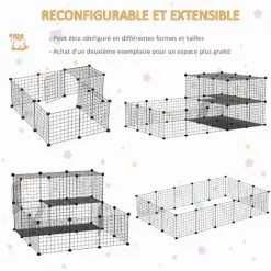 PawHut Cage Parc Enclos Rongeurs Modulable Dim. L 175 X L 105 X H 70 Cm 2 Niveaux 2 Portes Rampe Résine PP Fil Métallique Noir - Noir 8 PawHut Cage Parc Enclos Rongeurs Modulable Dim. L 175 X L 105 X H 70 Cm 2 Niveaux 2 Portes Rampe Résine PP Fil Métallique Noir - Noir -PawHut Soldes Boutique 48441543 4