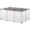 PawHut Cage Parc Enclos Petits Animaux De Compagnie - Dim. 105L X 70l X 45H Cm - 16 Panneaux Résine PP Opaque, 6 Grilles Portes - Fils D'acier Noir - Noir -PawHut Soldes Boutique 48441559 1