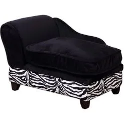 PawHut Méridienne Canapé Design Pour Chien Chat Avec Coffre De Rangement Sur Pied 57 X 34 X 36 Cm Noir Zébré - Noir