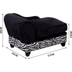 PawHut Méridienne Canapé Design Pour Chien Chat Avec Coffre De Rangement Sur Pied 57 X 34 X 36 Cm Noir Zébré - Noir -PawHut Soldes Boutique 4905022 3