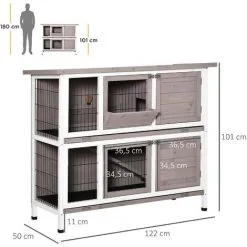 PawHut Clapier à Lapin Cage à Lapin 2 étages Trappe De Séparation Amovible 4 Portes Verrouillables 2 Plateaux Coulissants Rampe Toit Ouvrant Bois De Sapin Gris Blanc 7 PawHut Clapier à Lapin Cage à Lapin 2 étages Trappe De Séparation Amovible 4 Portes Verrouillables 2 Plateaux Coulissants Rampe Toit Ouvrant Bois De Sapin Gris Blanc -PawHut Soldes Boutique 49183670 3