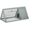 PawHut Clapier Triangulaire De Sol Enclos Extérieur Niche Double Porte Dim. 116L X 62l X 52,5H Cm Métal Bois Sapin Gris - Gris