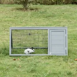 PawHut Clapier Triangulaire De Sol Enclos Extérieur Niche Double Porte Dim. 116L X 62l X 52,5H Cm Métal Bois Sapin Gris - Gris 8 PawHut Clapier Triangulaire De Sol Enclos Extérieur Niche Double Porte Dim. 116L X 62l X 52,5H Cm Métal Bois Sapin Gris - Gris -PawHut Soldes Boutique 49279788 4