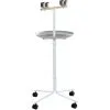 PawHut Perchoir Sur Pied Pour Perroquets, Grandes Perruches - 4 Roulettes - 2 Mangeoires Et Plateau Inox, Perchoir - Métal Blanc 10 PawHut Perchoir Sur Pied Pour Perroquets, Grandes Perruches - 4 Roulettes - 2 Mangeoires Et Plateau Inox, Perchoir - Métal Blanc -PawHut Soldes Boutique 50909205 1