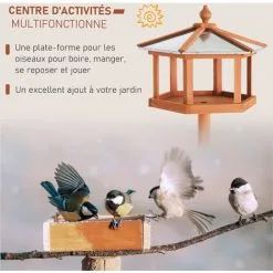 PawHut Mangeoire Oiseaux Extérieur Sur Pied - Cabane Pour Oiseaux Avec Support Trépied - Nichoir Dim. Ø 57,7 X 153 Cm - Bois Sapin Pré-huilé Toit Zinc - Marron 9 PawHut Mangeoire Oiseaux Extérieur Sur Pied - Cabane Pour Oiseaux Avec Support Trépied - Nichoir Dim. Ø 57,7 X 153 Cm - Bois Sapin Pré-huilé Toit Zinc - Marron -PawHut Soldes Boutique 51254866 5