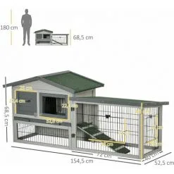 PawHut Clapier Cage à Lapins Rongeurs 2 Niveaux - 4 Portes Verrouillables, Tiroir à Déjection, Toit Ouvrable Intégral Bitumé - Métal Noir Bois Sapin Gris - Gris 7 PawHut Clapier Cage à Lapins Rongeurs 2 Niveaux - 4 Portes Verrouillables, Tiroir à Déjection, Toit Ouvrable Intégral Bitumé - Métal Noir Bois Sapin Gris - Gris -PawHut Soldes Boutique 51254875 3