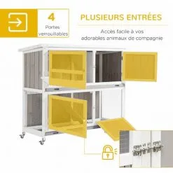 PawHut Clapier à Lapin Cage à Lapin 2 étages Trappe Séparation Amovible 4 Portes Verrouillables 2 Plateaux Déjection Rampe Roulettes Toit Bitumé Sapin Gris Blanc - Gris 9 PawHut Clapier à Lapin Cage à Lapin 2 étages Trappe Séparation Amovible 4 Portes Verrouillables 2 Plateaux Déjection Rampe Roulettes Toit Bitumé Sapin Gris Blanc - Gris -PawHut Soldes Boutique 51254888 5