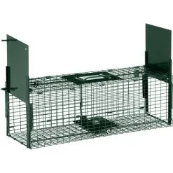 PawHut Piège De Capture Pour Petits Animaux Type Lapin Rat - 2 Entrées + Poignée - Dim. 60L X 18l X 20H Cm - Métal Vert