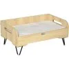 PawHut Canapé Chien Chat Style Cosy Naturel Avec Coussin Aspect Fourrure Blanc Dim. 70L X 45l X 31,5H Cm Pieds Acier En épingles Lit MDF Aspect Bois Clair Naturel -PawHut Soldes Boutique 53592000 1