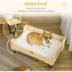 PawHut Canapé Chien Chat Style Cosy Naturel Avec Coussin Aspect Fourrure Blanc Dim. 70L X 45l X 31,5H Cm Pieds Acier En épingles Lit MDF Aspect Bois Clair Naturel -PawHut Soldes Boutique 53592000 5